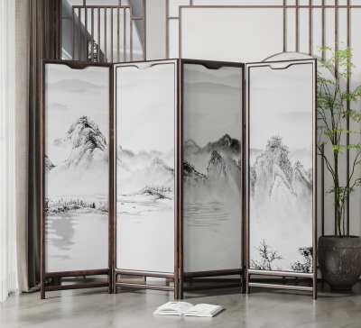 新中式屏风3D模型下载